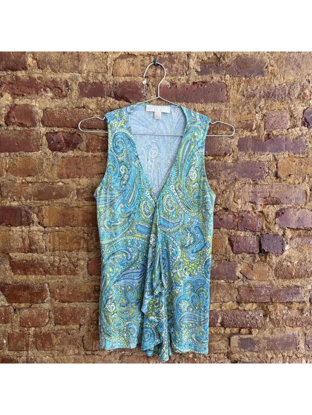 MICHAEL Michael Kors Paisley Ruffle Front Tank Top